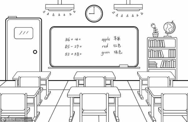 小学生教室图画（小学生教室图片简笔画）-图3