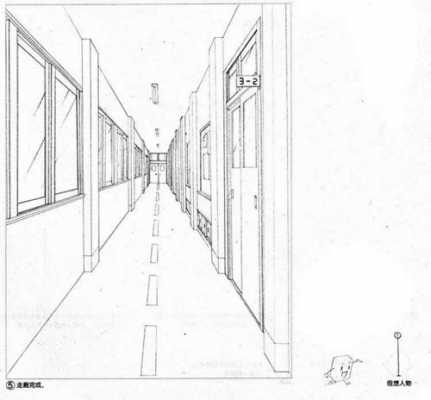 怎么画教室走廊（教室里面的走廊铅笔画）-图3