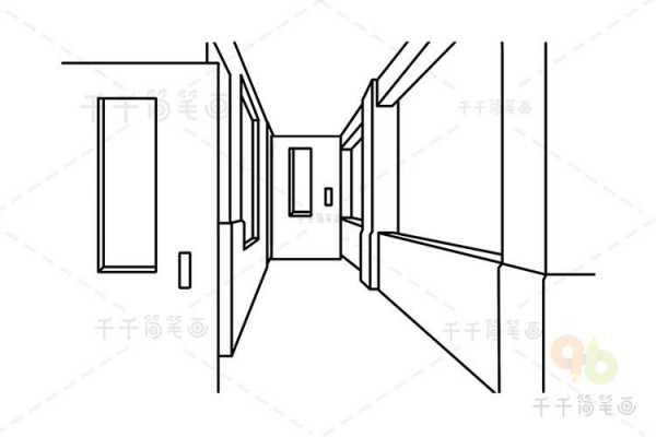 怎么画教室走廊（教室里面的走廊铅笔画）-图2