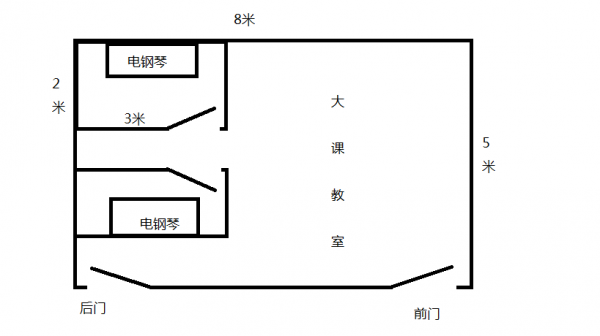 琴房教室设计（琴房平面布置）-图1